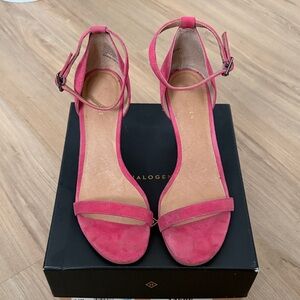 Halogen Pink Suede Ankle-Strap Heels
